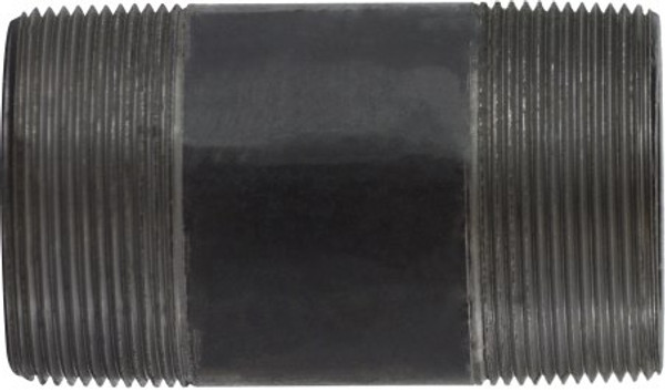 Midland Metal 59328SMLS Seamless Pipe Nipple, 8 in MPT x 8 in MPT, 12 in L, Steel, Black, SCH 80 Schedule