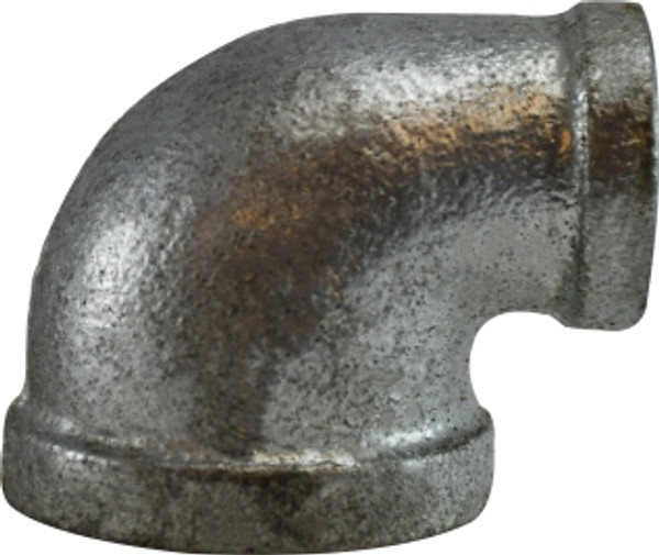 Midland Metal 64130 90 deg Reducing Elbow, 1 in FPT x 1/2 in FPT, Iron, Galvanized, 150 lb