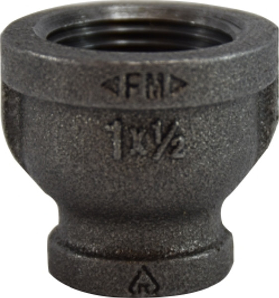 Midland Metal 65431 Reducing Coupling, 3/8 in FPT x 1/8 in FPT, Iron, Black, 150 lb