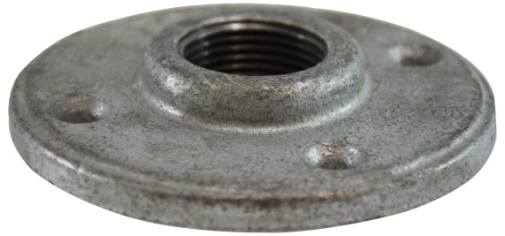 Midland Metal 64696 Round Floor Flange, 1-1/2 in FPT, Iron, Galvanized, 150