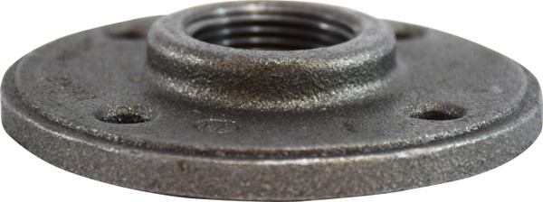 Midland Metal 65695 Round Floor Flange, 1-1/4 in FPT, Iron, Black, 150