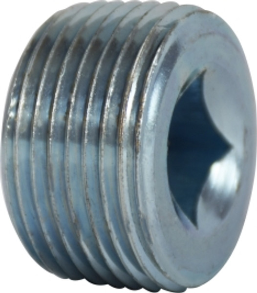 Midland Metal 66631 Square Socket Countersunk Plug, 1/4 in MNPT, Steel, Zinc-Plated, 150 lb