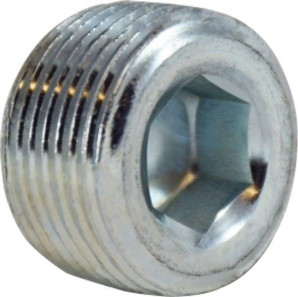 Midland Metal 66762 Hex Socket Countersunk Plug, 1/4 in MNPT, Steel, Zinc-Plated, 150 lb