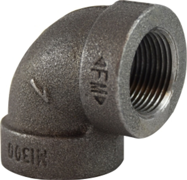 Midland Metal 69102 90 deg Elbow, 3/8 in FPT x 3/8 in FPT, Iron, Black, XH Schedule, 300 lb