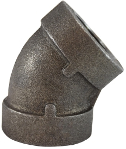 Midland Metal 69182 45 deg Elbow, 3/8 in FPT x 3/8 in FPT, Iron, Black, SCH 80/XH Schedule, 300 lb