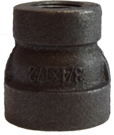 Midland Metal 69435 Reducing Coupling, 1/2 in FPT x 3/8 in FPT, Iron, Black, XH Schedule, 300 lb