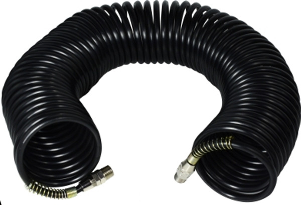 Midland Metal 307031 Coil Air Hose, 50 ft L, 200 psi, Nylon Tube, Black