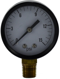 Midland Metal 80020 Light Standard Dry Gauge, 2 in Dial, 1/4 in Connection, 0 to 30 psi Vacuum Pressure
