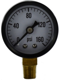 Midland Metal 80501 Pneumatic Pressure Gauge, 1-1/2 in Dial, 0 to 15 psi Measuring Range, 1/8 in Connection