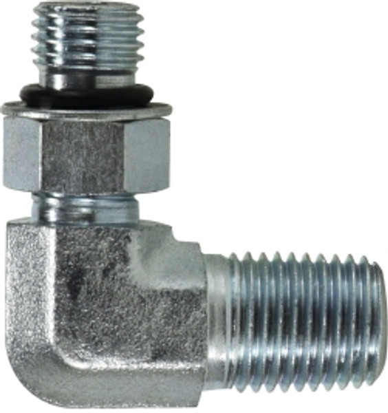Midland Metal 6806NWO1212 90 deg Elbow, 1-1/16 in Male ORB x 3/4 in MNPT, Steel