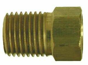 Midland Metal 12055 Straight Adapter, 5/16 in Inverted Flared x 3/8 in Male NPTF, Brass