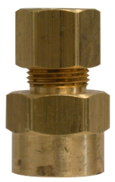 Midland Metal 26146 Adapter with 26003 Sleeve Nut, 1/4 in Compression x 1/4 in FNPTF, Brass