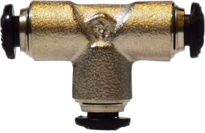 Midland Metal 20610N Union Tee, 4 mm Push-In x 4 mm Push-In x 4 mm Push-In, Brass, Nickel-Plated