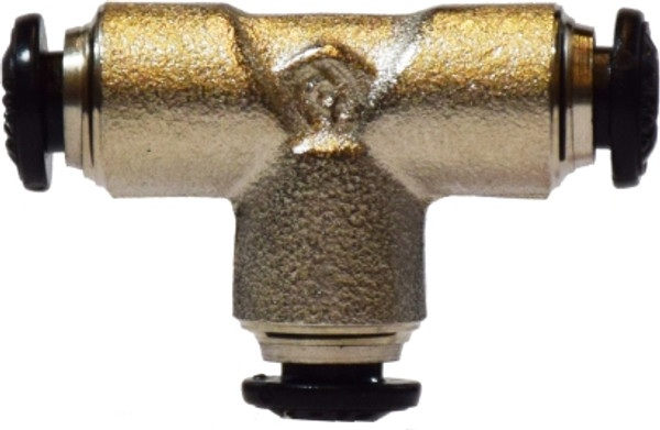 Midland Metal 20611N Union Tee, 6 mm Push-In x 6 mm Push-In x 6 mm Push-In, Brass, Nickel-Plated