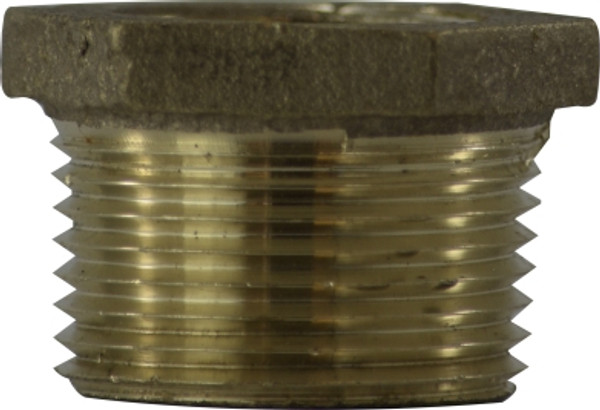 Midland Metal 44539LF Hex Bushing, 3 in MPT x 2-1/2 in FPT, Bronze