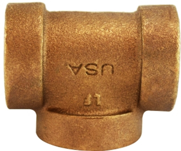 Midland Metal 43255 Pipe Tee, 1 in FPT x 1 in FPT x 1 in FPT, Bronze