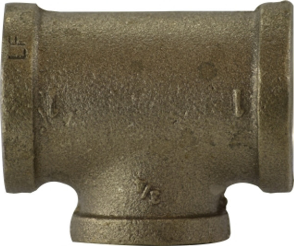 Midland Metal 44272LF Reducing Tee, 1-1/2 in FPT x 1/2 in FPT x 1-1/2 in FPT, Bronze