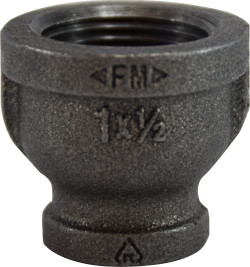Midland Metal 65429 Reducing Coupling, 2-1/2 in FPT x 1-1/4 in FPT, Iron, Black, 150 lb