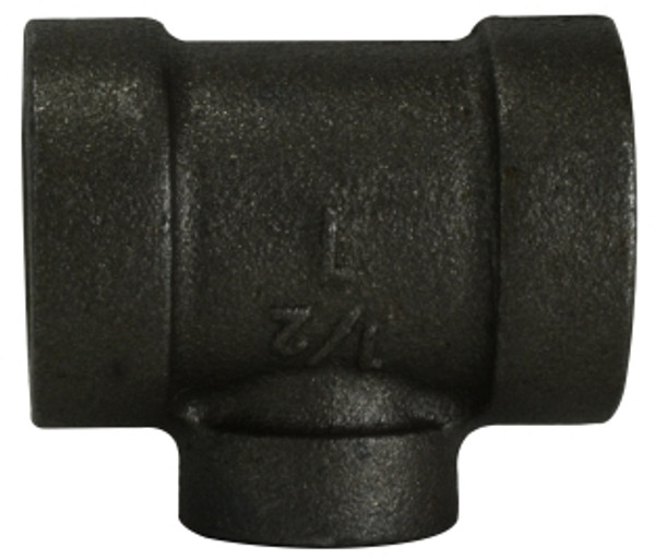 Midland Metal 69334 Reducing Tee, 2 in FPT x 2 in FPT x 1-1/4 in FPT, Iron, Black, XH Schedule, 300 lb