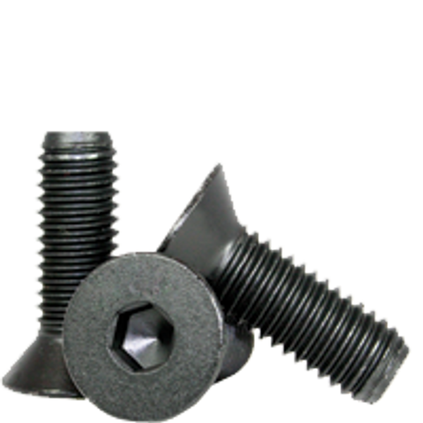 #1-64 x 1" Flat Head Socket Cap Screws, Thermal Black Oxide, Coarse, Partially Threaded, Alloy Steel, Qty 100