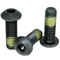 #10-32 x 1/2" Button Head Socket Cap Screws, Thermal Black Oxide, Nylon-Patch, Fine, Fully Threaded, Alloy Steel, Qty 100