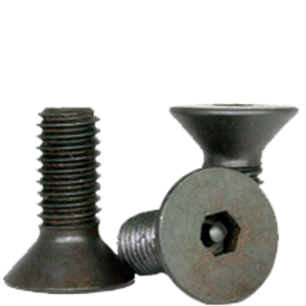 3/8"-16 x 5/8" Flat Head Socket Cap Screws, Tamper-Resistant, Thermal Black Oxide, Coarse, Fully Threaded, Alloy Steel, Qty 100