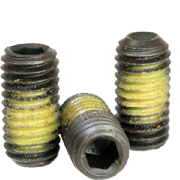 7/16"-20 x 1/2" Cup Point Socket Set Screws, Thermal Black Oxide, Nylon-Patch, Fine, Alloy Steel, Qty 100