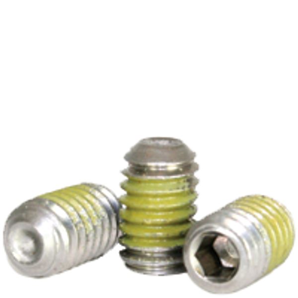 #6-32 x 5/16" Cup Point Socket Set Screws, 18-8 Stainless Steel, Nylon-Patch, Grade A2, Coarse, Qty 100