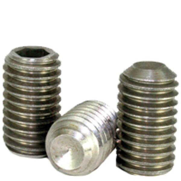 3/8"-16 x 1" Cup Point Socket Set Screws, Plain, Coarse, Ni-Cu Alloy, Qty 50