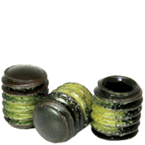 1/4"-28 x 3/8" Socket Set Screw, Oval Point, Thermal Black Oxide, Nylon-Patch, Fine, Alloy Steel, Qty 100