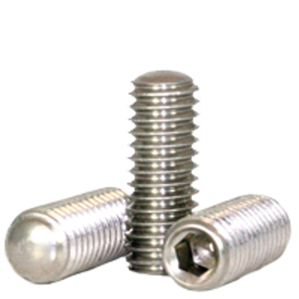 #8-32 x 1/8" Socket Set Screws, Oval Point, 18-8 Stainless Steel, Coarse, Qty 100