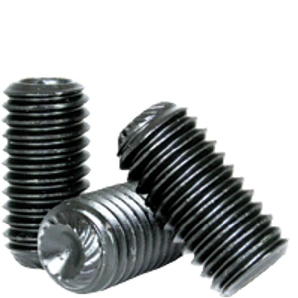 5/8"-11 x 1" Knurled Cup Point Socket Set Screws, Thermal Black Oxide, Coarse, Alloy Steel, Qty 50