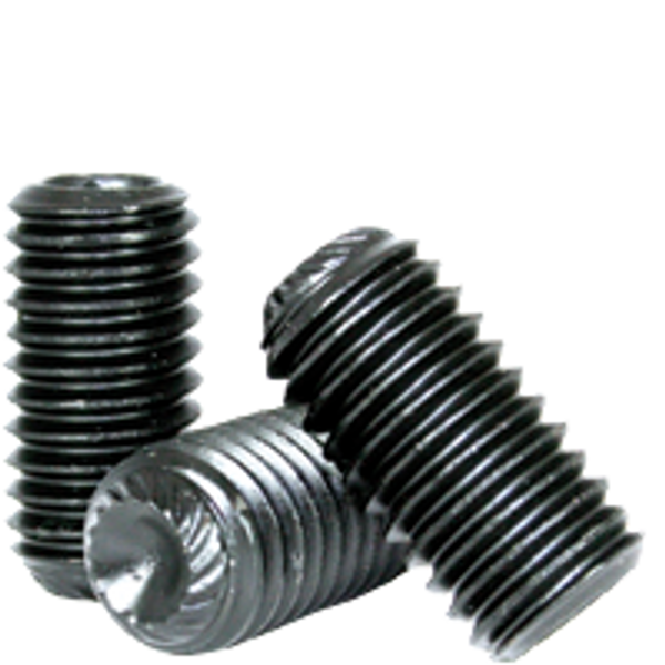 #10-32 x 7/16" Knurled Cup Point Socket Set Screws, Thermal Black Oxide, Fine, Alloy Steel, Qty 100