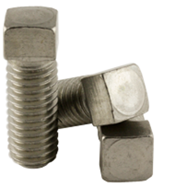 3/8"-16 x 3" Square Head Set Screws, Cup Point, 18-8 Stainless Steel, Coarse, Fully Threaded, Case Hardened, Qty 50