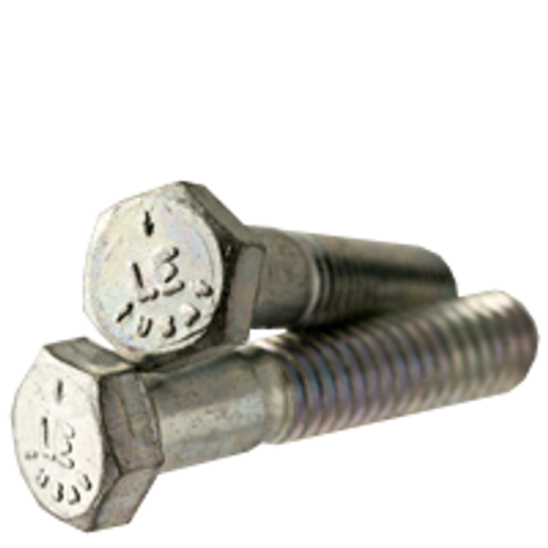 1/2"-20 x 2 3/4" Hex Cap Screws, Zinc Cr+3, Grade 5, Fine, Partially Threaded, Medium Carbon, Qty 50