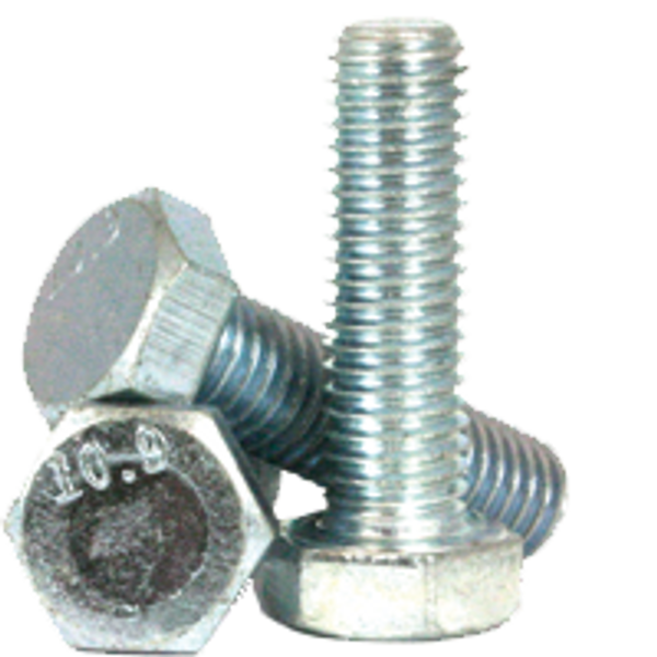M6-1.00 x 80mm Hex Cap Screws, Zinc Cr+3, Class 10.9, Coarse, Partially Threaded, DIN 931 / ISO 4014, Qty 50