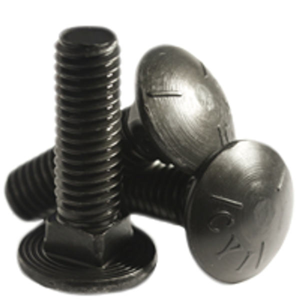 3/8"-16 x 1 1/2" Carriage Bolts, Plain, Grade 5, Coarse, Fully Threaded, Qty 50