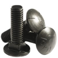 5/8"-11 x 4 1/2" Carriage Bolts, Plain, Grade 5, Coarse, Fully Threaded, Qty 10