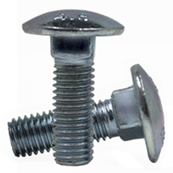 M6-1.00 x 50 mm Metric Carriage Bolts, Zinc Cr+3, Grade 4.6, Coarse, Partially Threaded, DIN 603, Qty 60