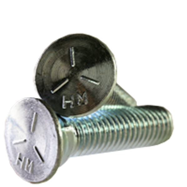 5/8"-11 x 3" No.3 Head Plow Bolts, Zinc Cr+3, Grade 5, Fully Threaded, Qty 25