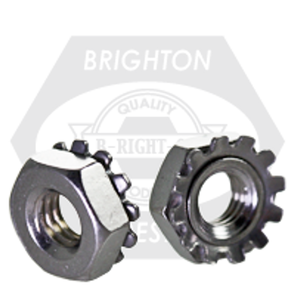 #8-32 Keps Lock Hex Lock Nuts, w/ 400 Series External Tooth Washer, 18-8 Stainless Steel, Coarse, Qty 100