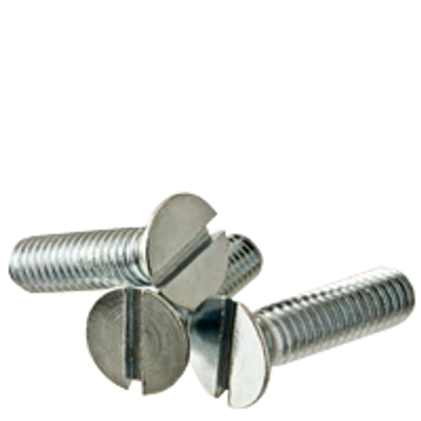 #10-24 x 3/4" Machine Screws, Flat Head Slotted, Zinc Cr+3, Fully Threaded, Qty 100