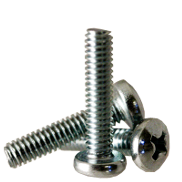 3/8"-16 x 2" Machine Screws, Phillips Pan Head, Zinc Cr+3, Fully Threaded, Qty 10