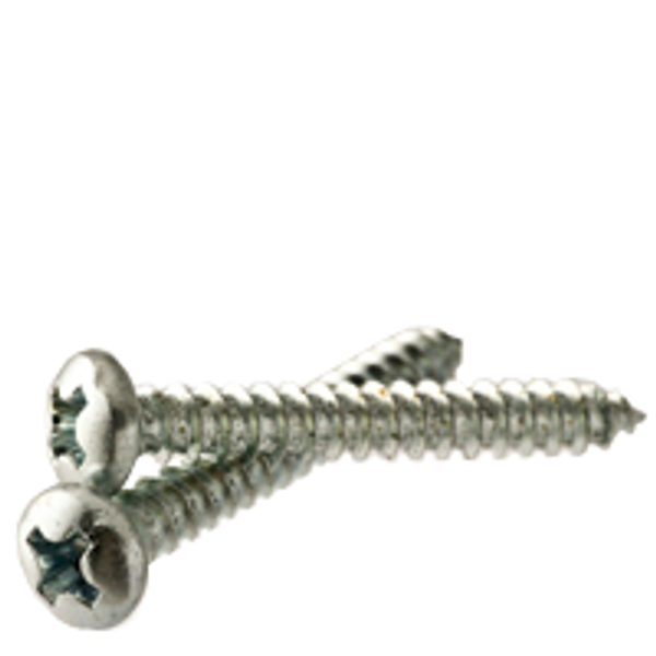 #12-11 x 1 1/2" Phillips Oval Head Tapping Screws, Type A, Zinc Cr+3, Qty 100