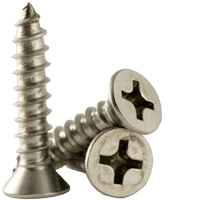 #6 x 1 1/2" Self-Tapping Screws, Phillips Flat Head, Type A, 18-8 Stainless Steel, Fully Threaded, Qty 1000