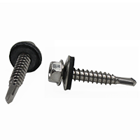 #12-14x3/4",(FT),#3 POINT BSD SELF DRILLING SCREWS INDENT HWH UNSLOT STAINLESS 410 W/ BONDED WASHER, Qty 500