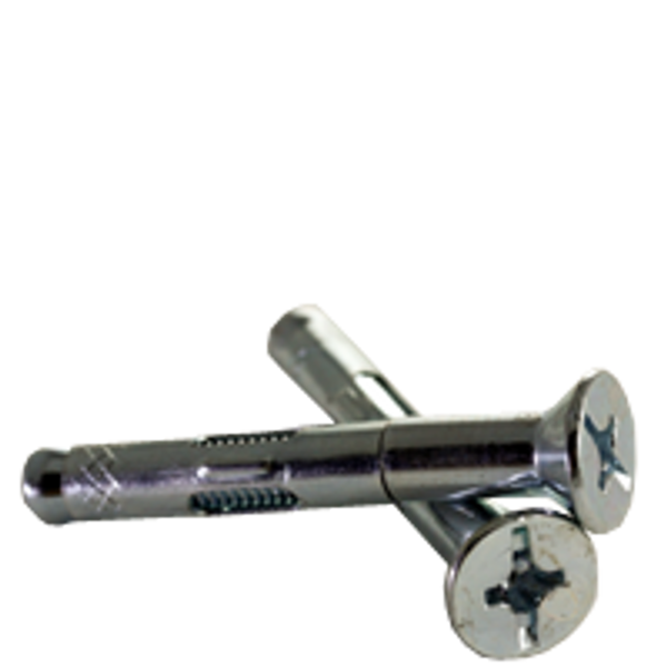3/8" x 3" Sleeve Anchor, Flat Head Phillips/Slotted Combo, Zinc Cr+3, Qty 50