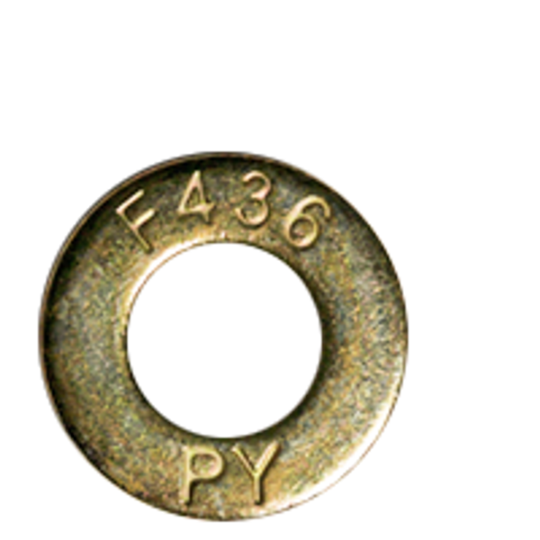 1" x 2" Structural Flat Washers, Zinc-Yellow Cr+6, Medium Carbon, F436, Qty 100