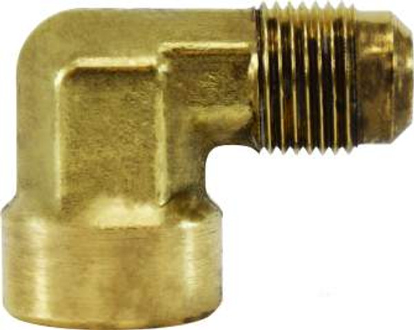 Midland Metal 10500 90 deg Elbow, 1/4 in Male SAE 45 deg Flared x 1/4 in FNPTF, Brass