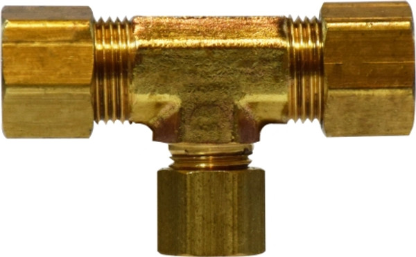 Midland Metal 18120 Reducing Tee, 5/8 in Compression x 5/8 in Compression x 1/4 in Compression, Brass